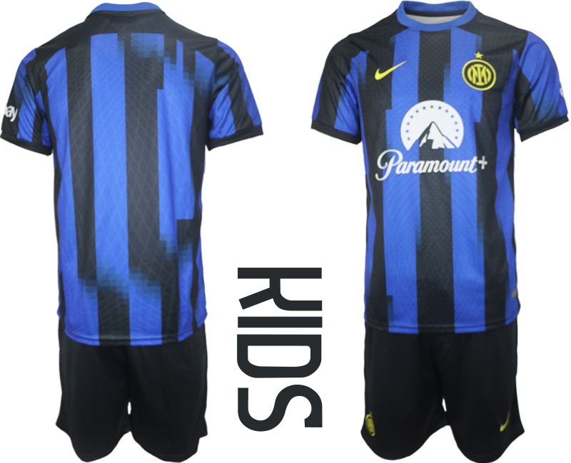 Youth 2023-2024 Club Inter Milan home blank black Soccer Jersey